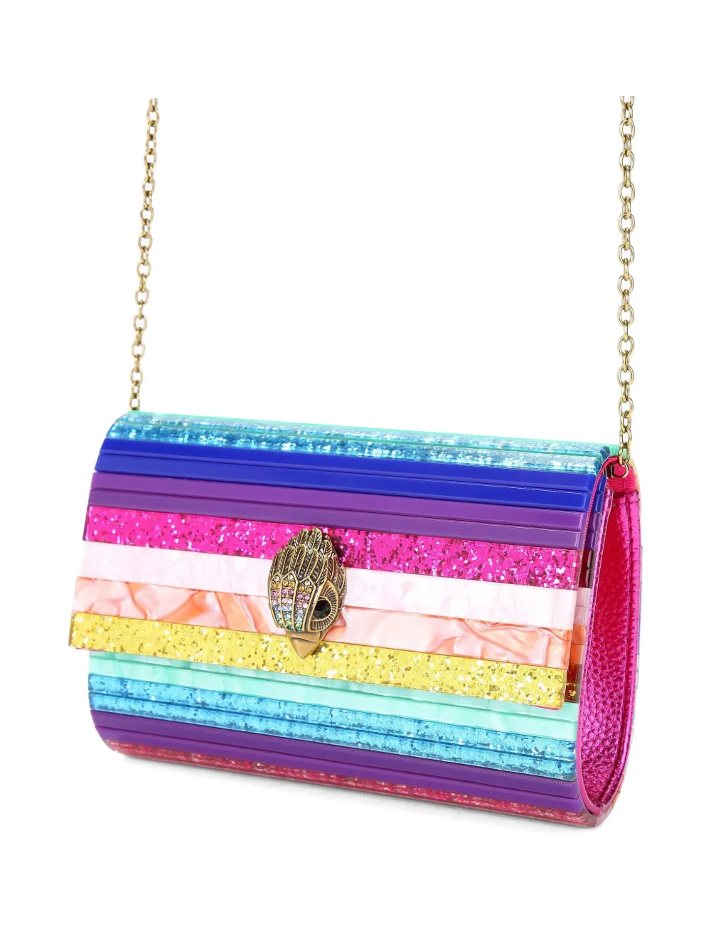 Kurt Geiger London Clutch met gesp regenboog en vogel Roze