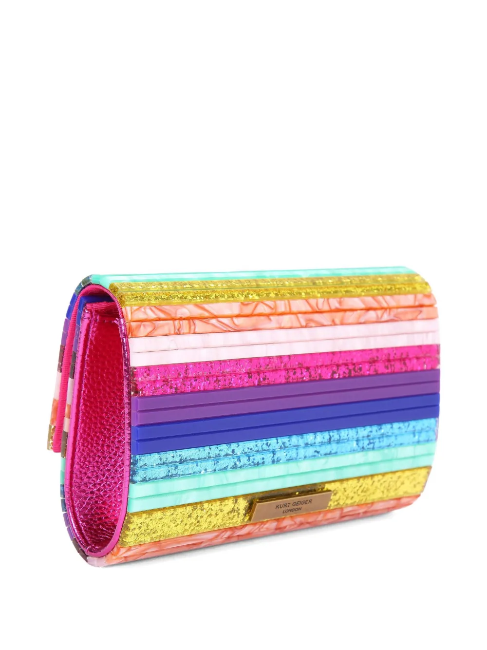 Kurt Geiger London Clutch met gesp, regenboog en vogel - Roze