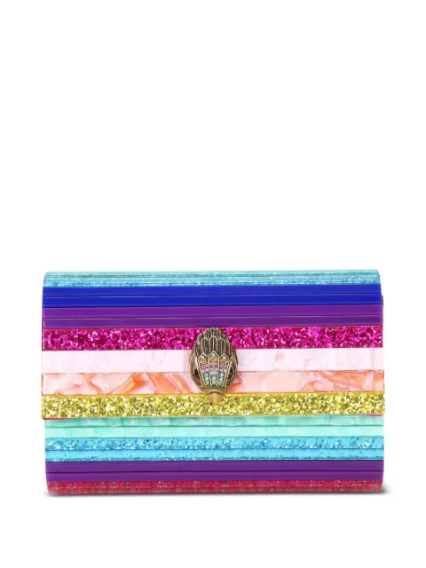 Kurt Geiger London rainbow stripe bird clasp clutch