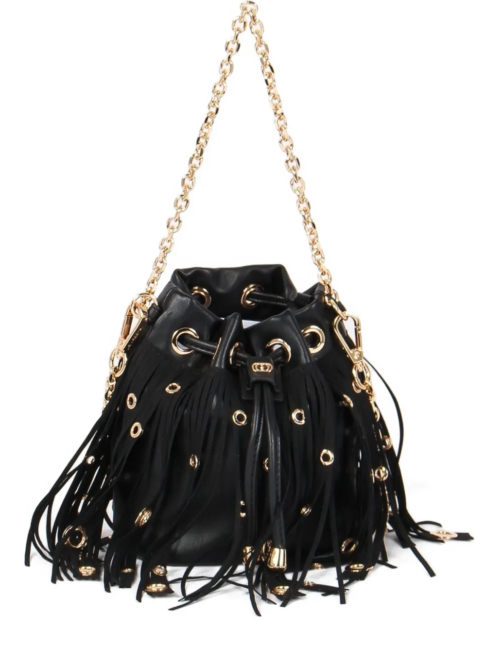 La Carrie mini fringed bucket bag | Black | Image 1