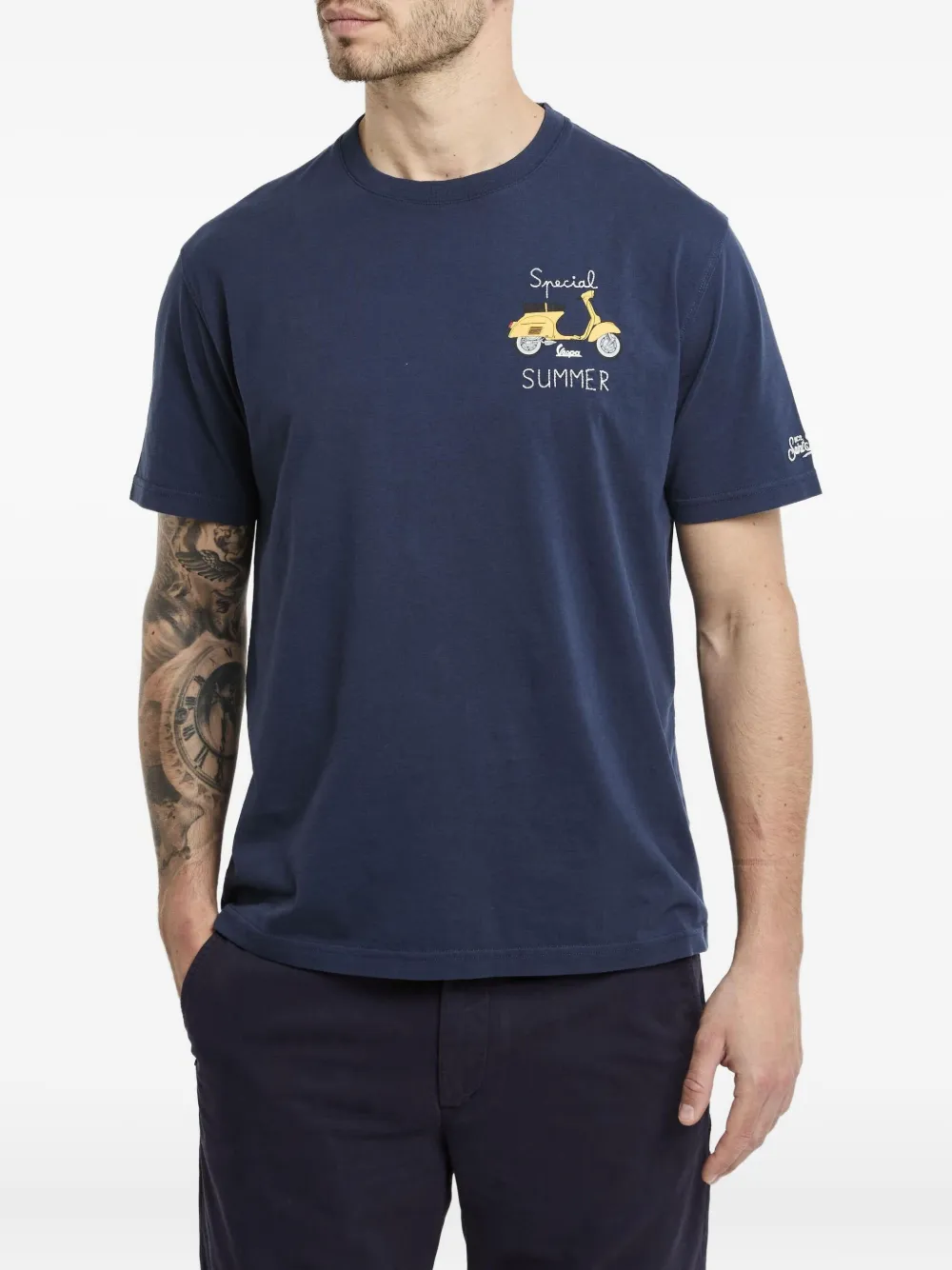 MC2 Saint Barth x Vespa scooter-embroidered T-shirt Blauw