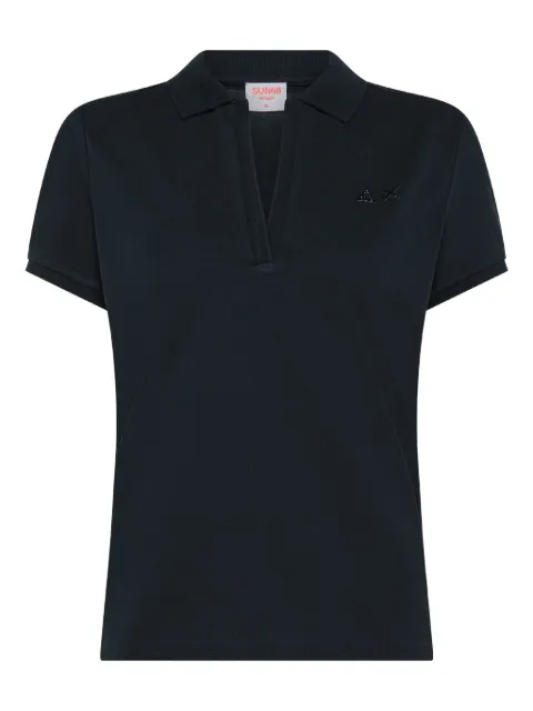 Sun68 V-neck embroidered polo shirt