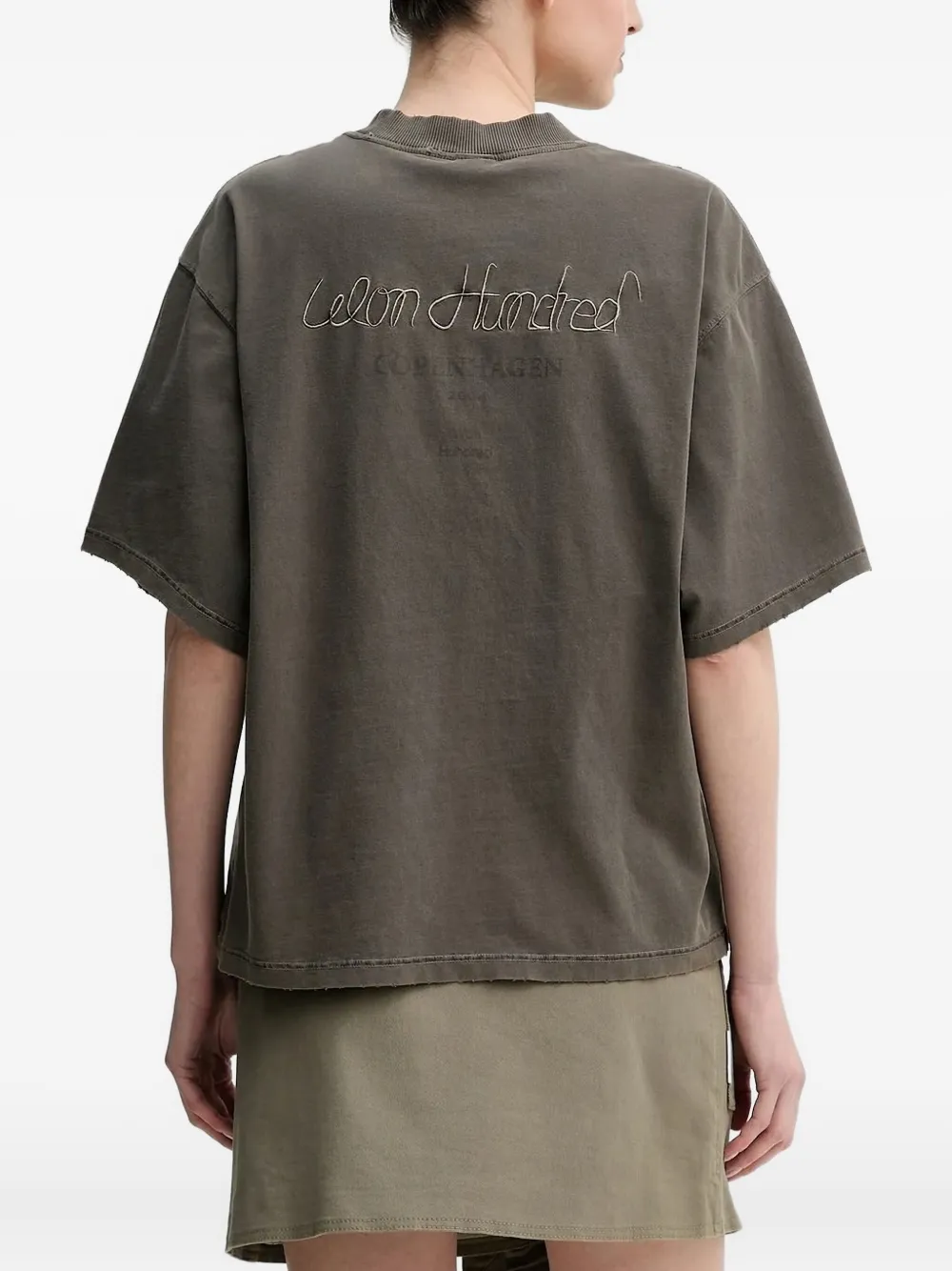 Won Hundred T-shirt met geborduurd detail Bruin