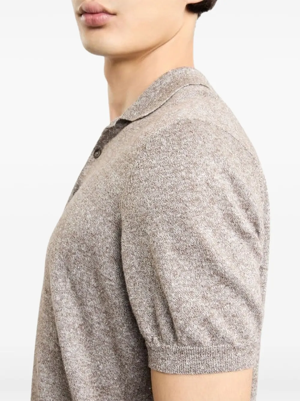 Fay short-sleeves knitted polo-neck sweater Beige
