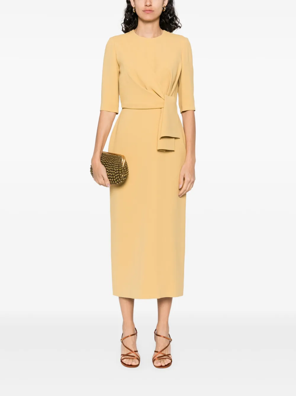 Elie Saab cady midi dress - Geel