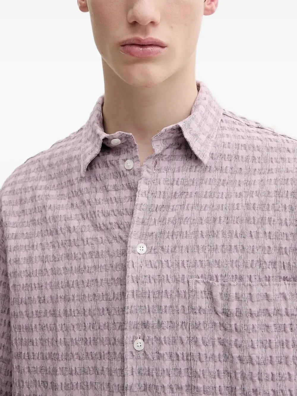 SAMSOE textured gingham shirt Paars