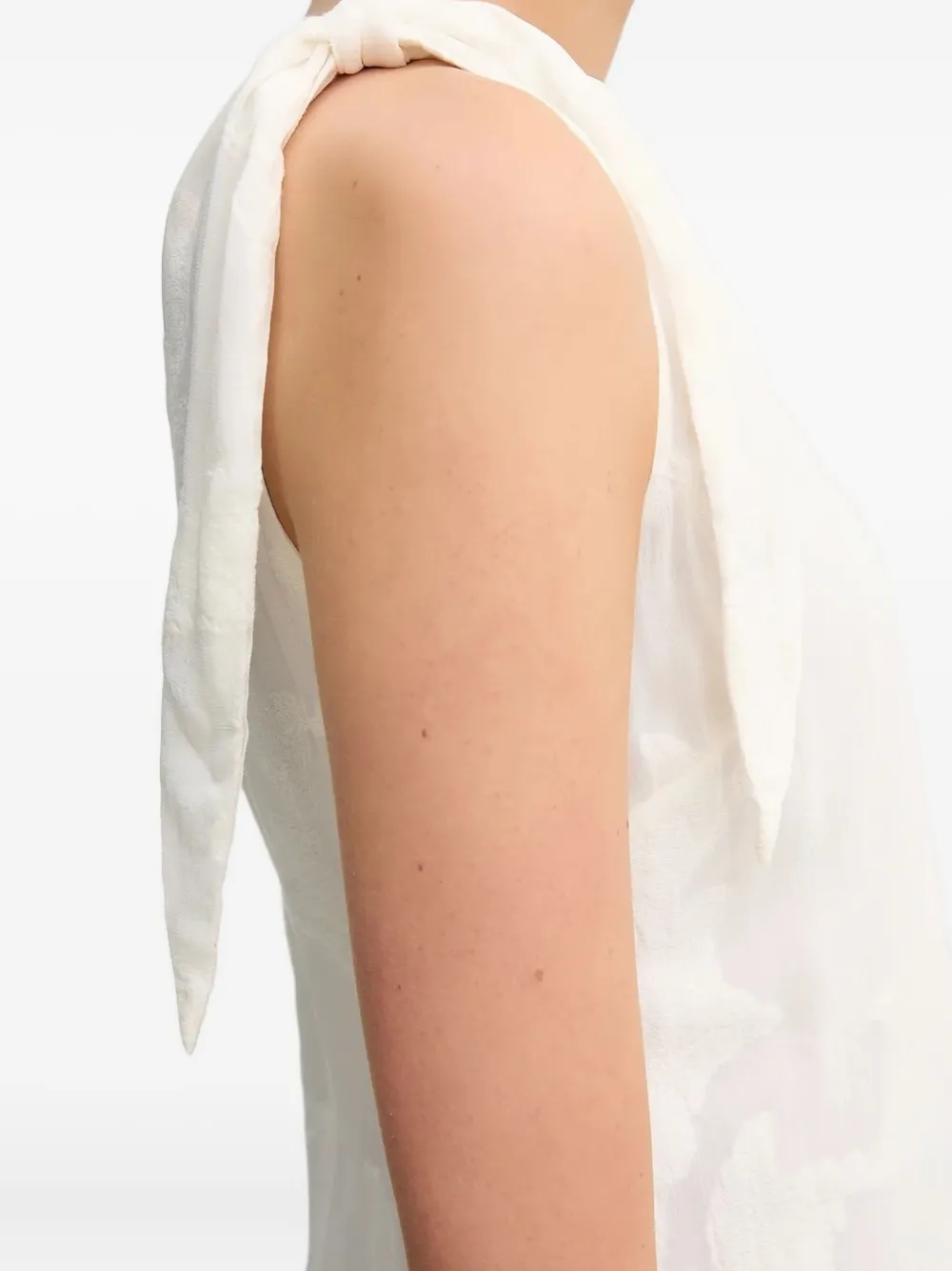 Samsoe & Samsoe Tie-detailing Embossed Midi Day Dress In White