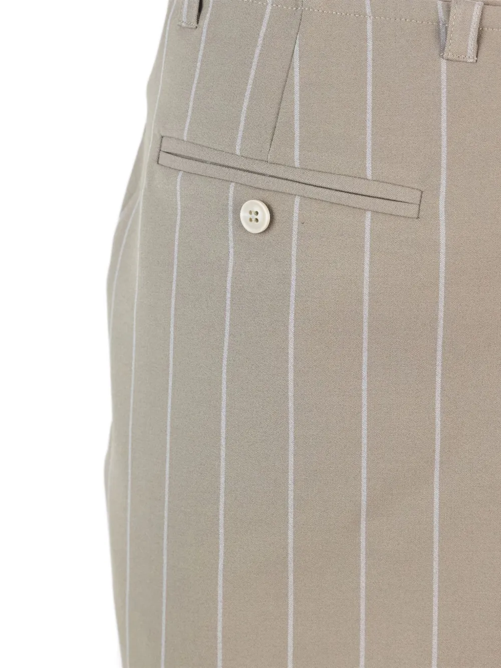 Pinstripe Button-Detail Mini Straight Skirt