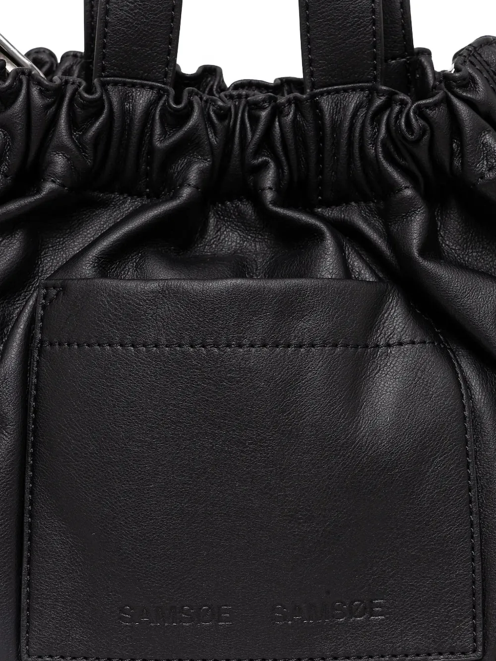 Samsoe & Samsoe Medium Debossed-logo Shoulder Bag In Black
