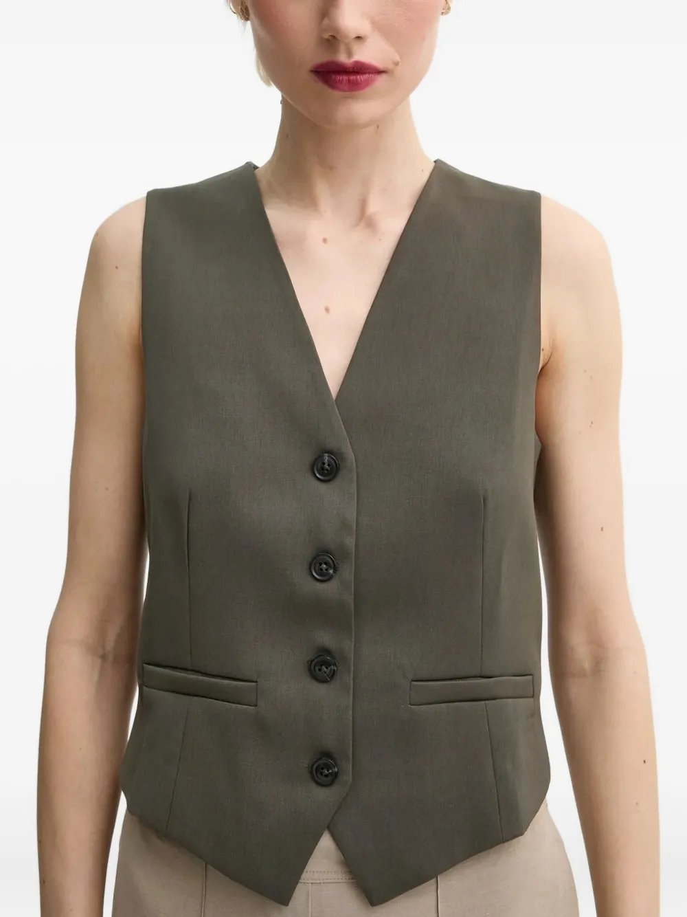 Samsoe & Samsoe Saramona Button-fastening Vest In Gray