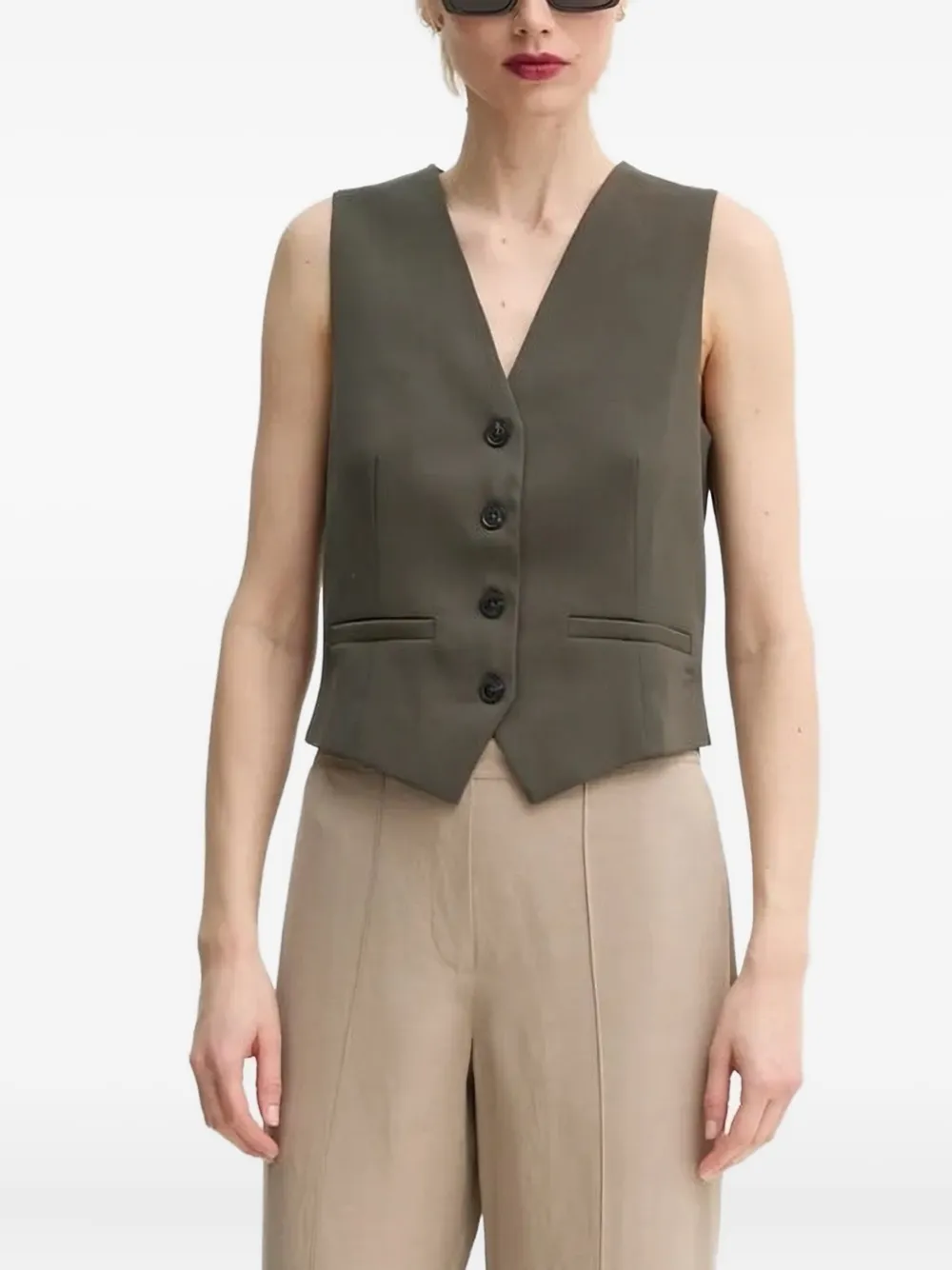 Samsoe & Samsoe Saramona Button-fastening Vest In Gray