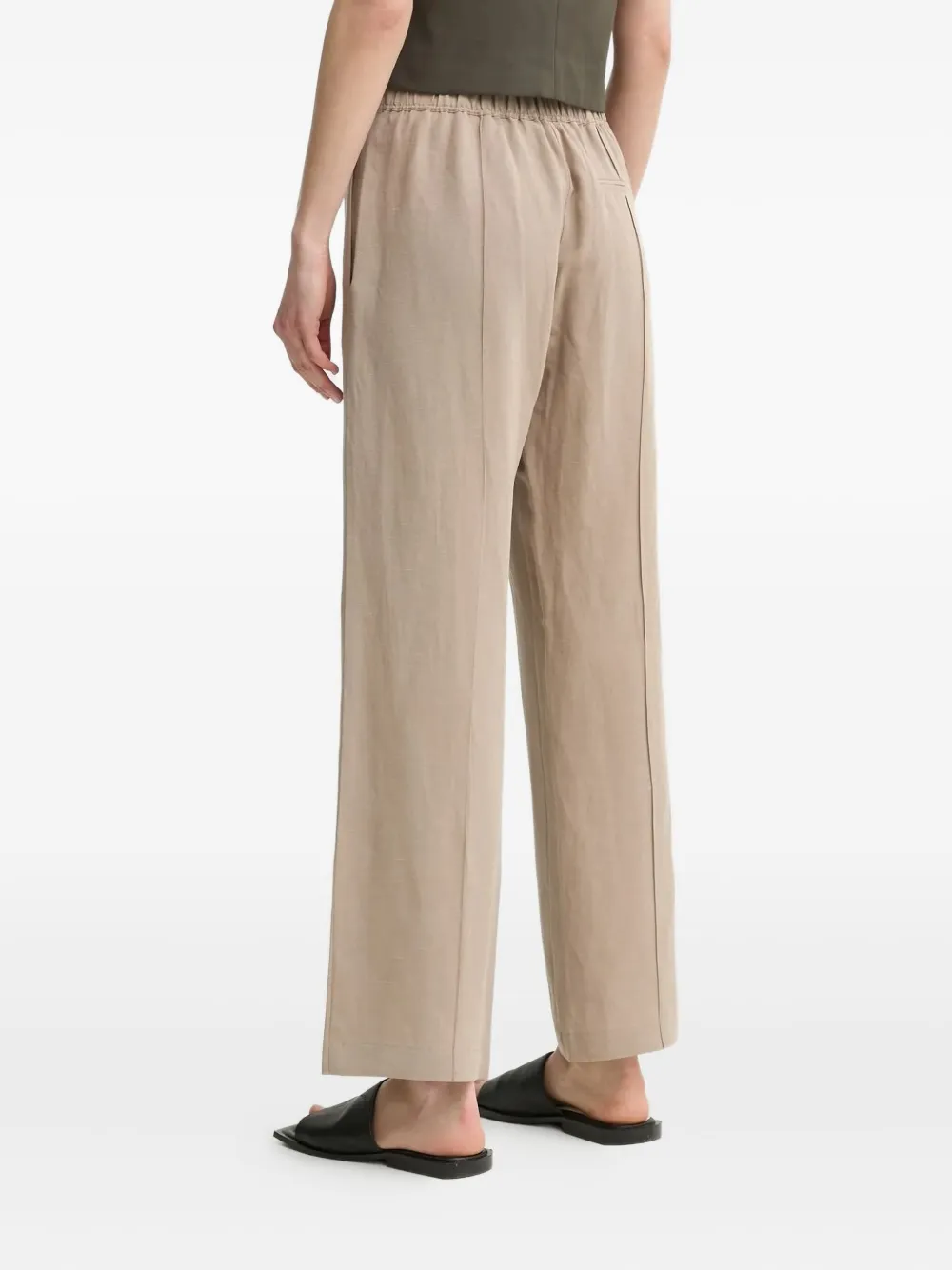 SAMSOE SAMSOE Elastische broek met geplooide voorkant - Beige