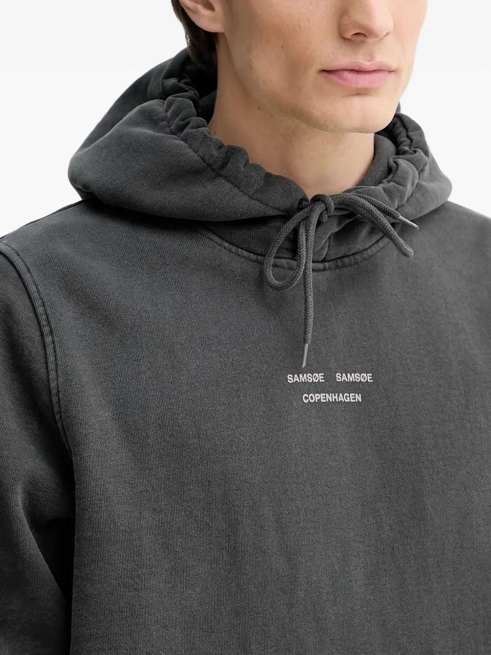 Samsoe & Samsoe Drawstring Pouch-pocket Hoodie In Gray