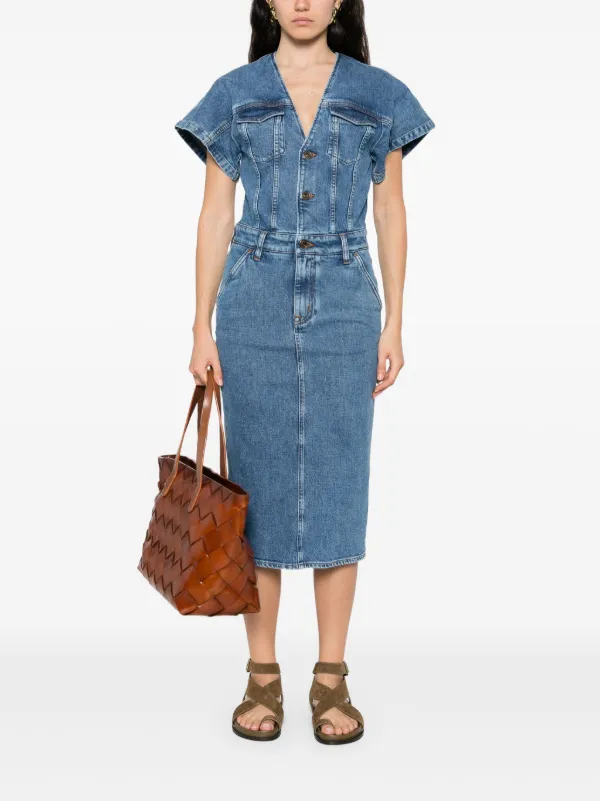 knee length dresses for ladies Ashe Short-Sleeve Denim Dress