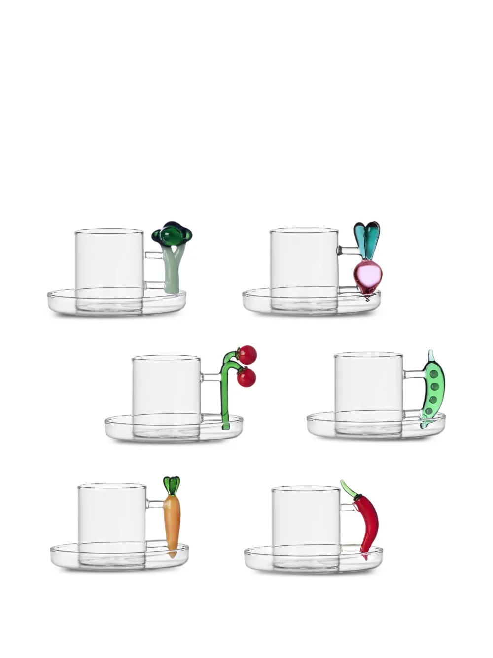 Ichendorf Milano vegetable-themed glass cup 5.5cm (set of six) | White | Image 1