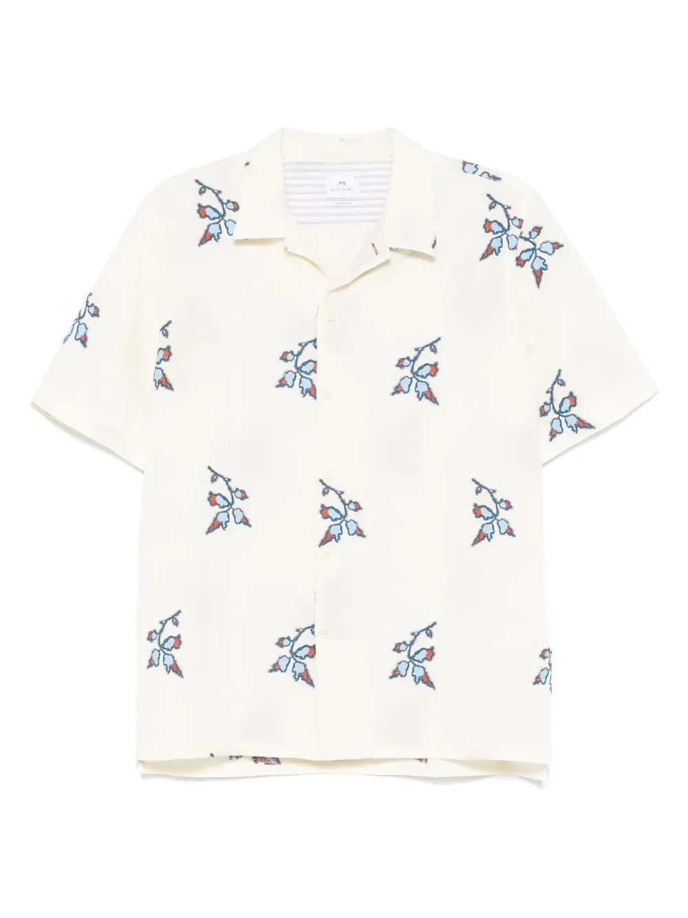 PS Paul Smith Overhemd met geborduurde bloemen Beige