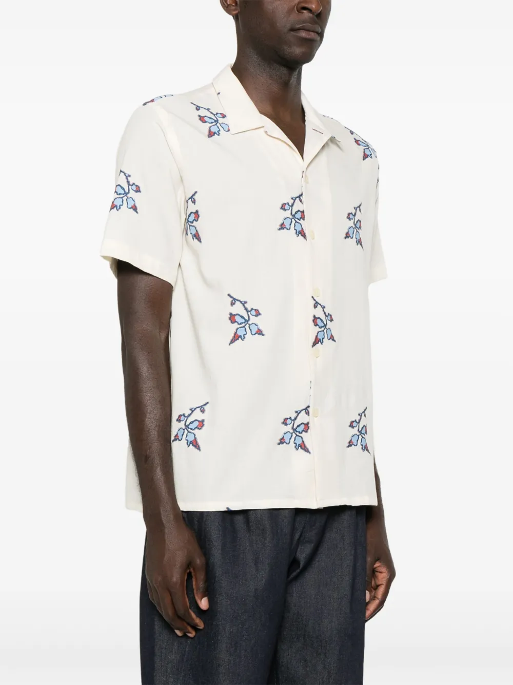 PS Paul Smith Overhemd met geborduurde bloemen Beige