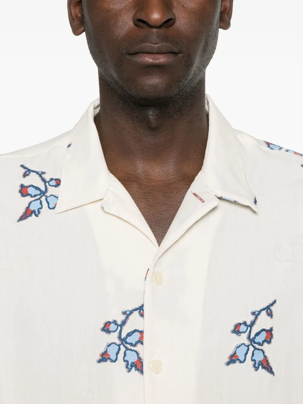 PS Paul Smith Overhemd met geborduurde bloemen Beige