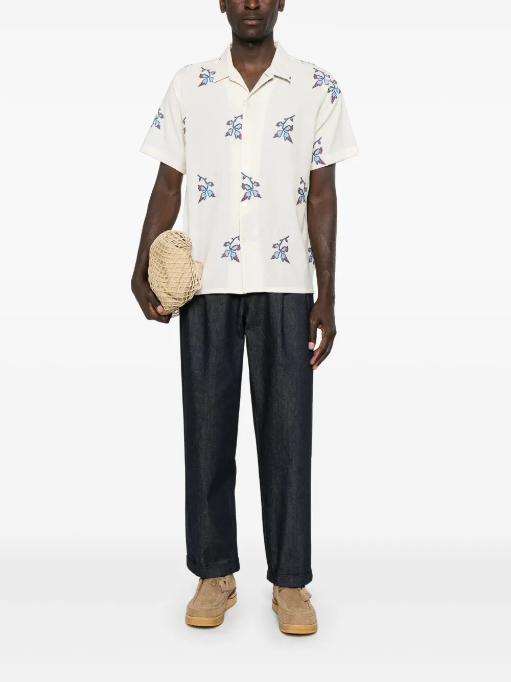 PS Paul Smith floral-embroidered shirt - Beige