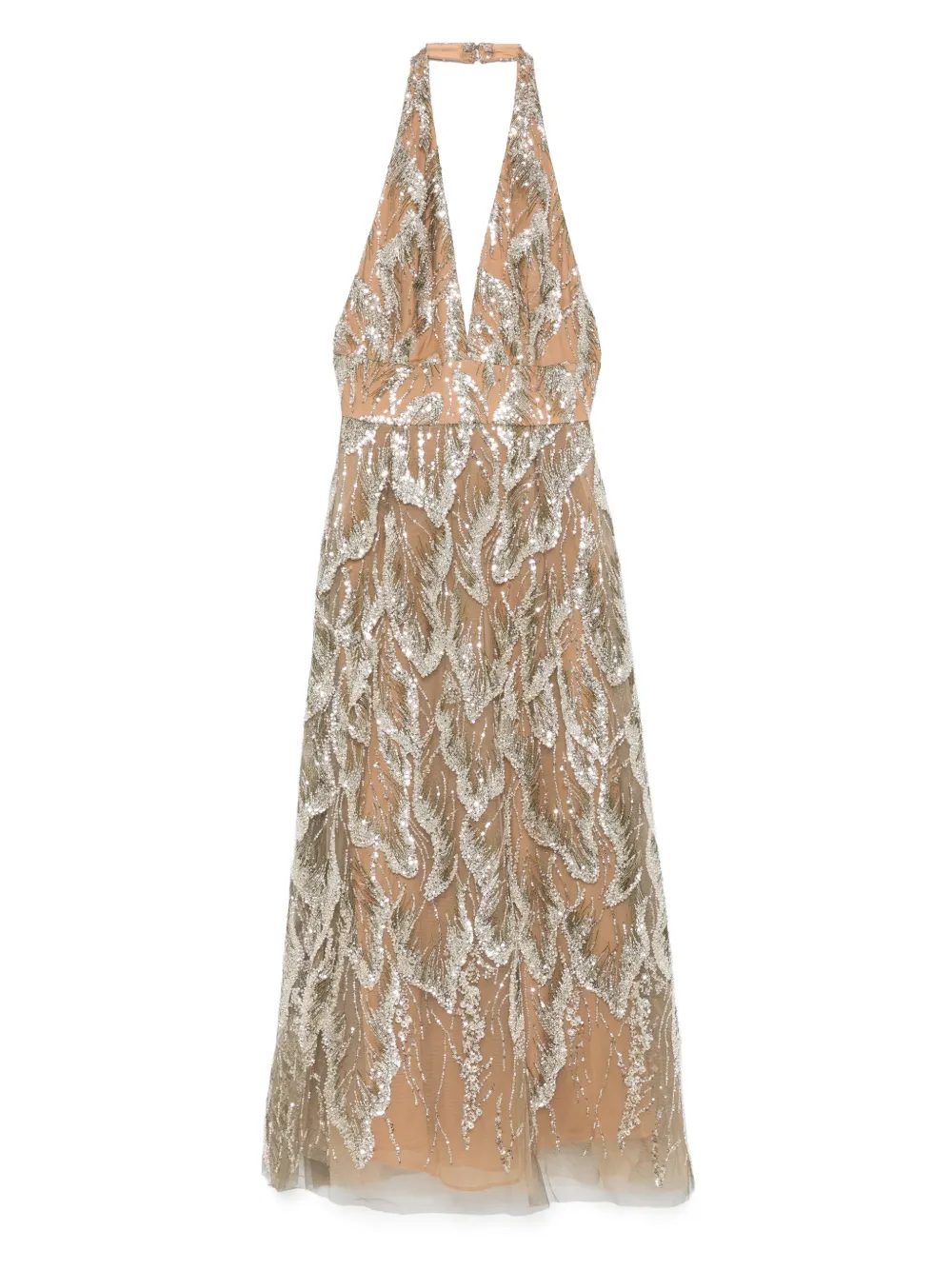 Elie Saab スパンコールトリム ドレス - ブラウン Elie Saab スパンコールトリム ドレス - ブラウン