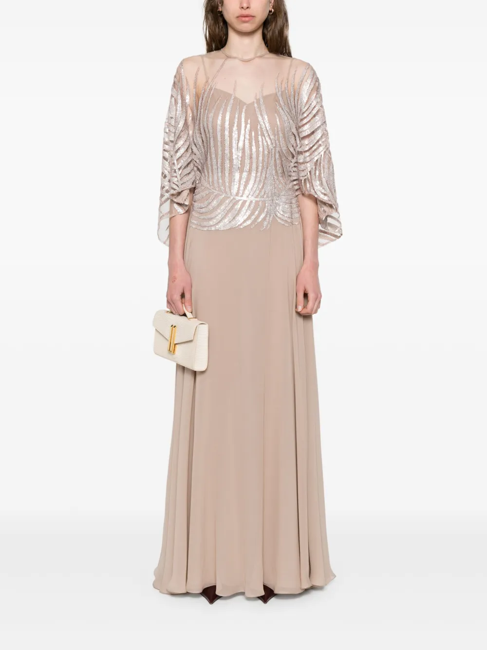 Elie Saab embroidered maxi dress - Beige
