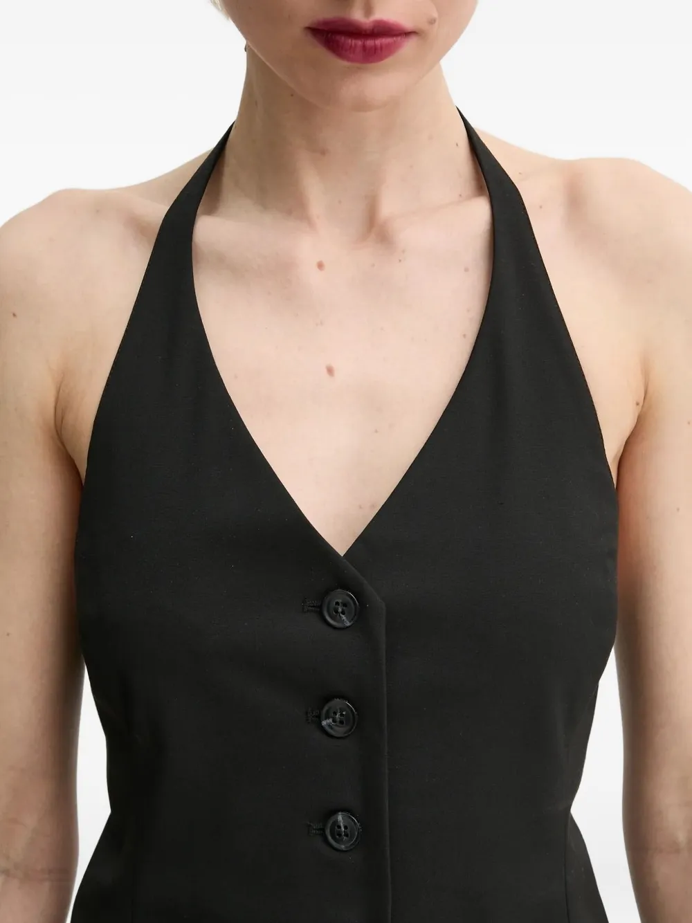 Samsoe & Samsoe Saneem Halter-neck Button Top In Black
