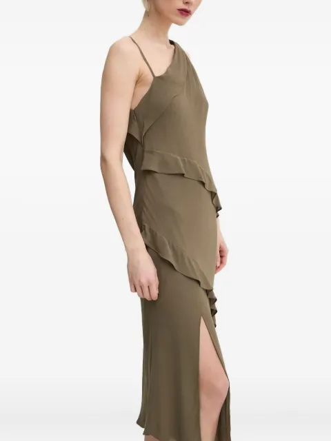 SAMSOE SAMSOE asymmetric ruffle midi dress