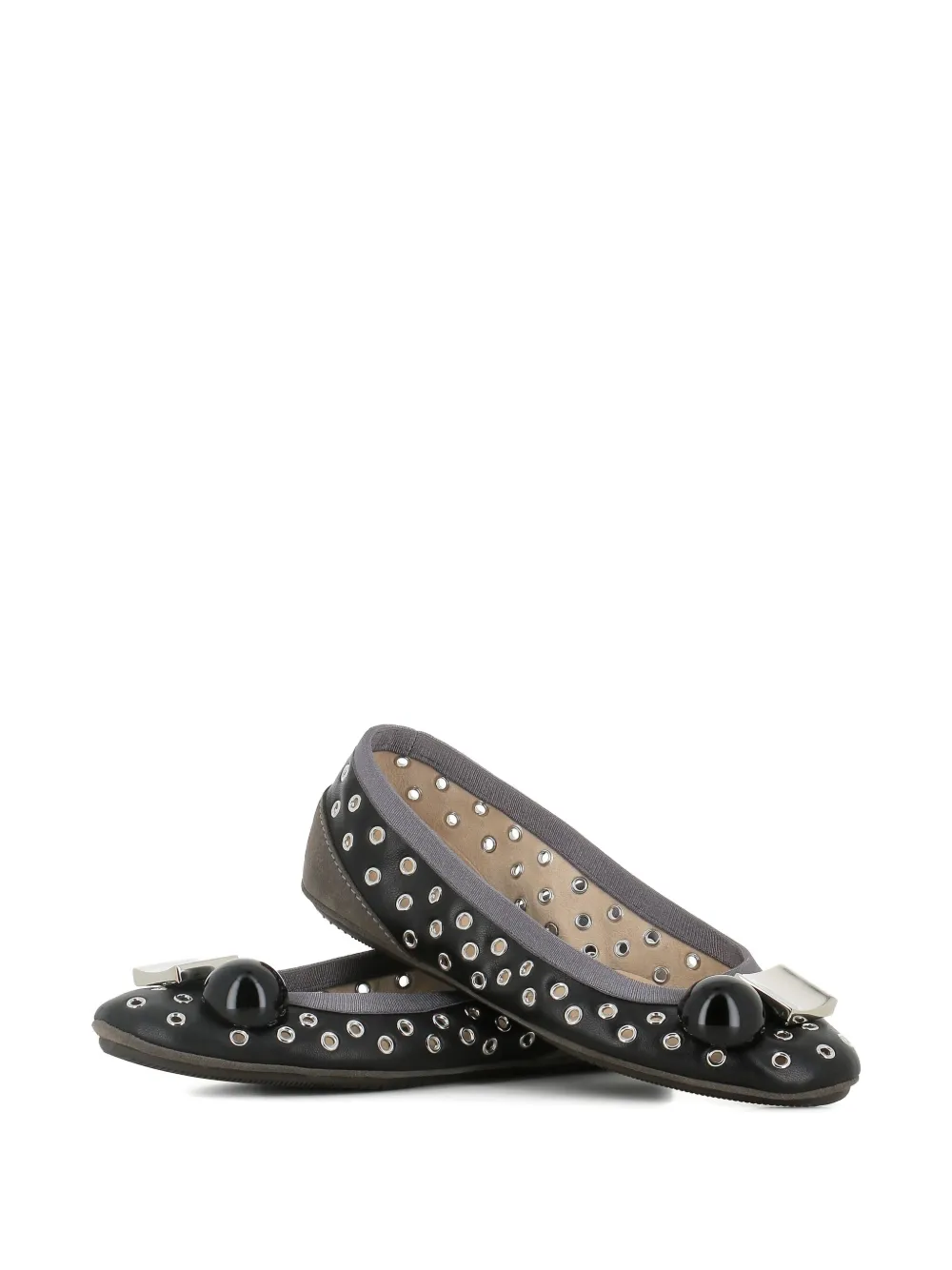 Dove Nuotano Gli Squali eyelet-embellished ballerina shoes Black