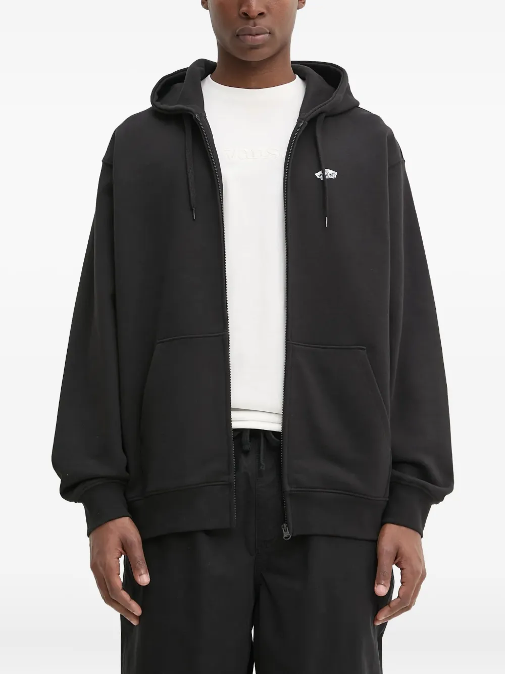 Vans Hoodie met logoprint en rits Zwart