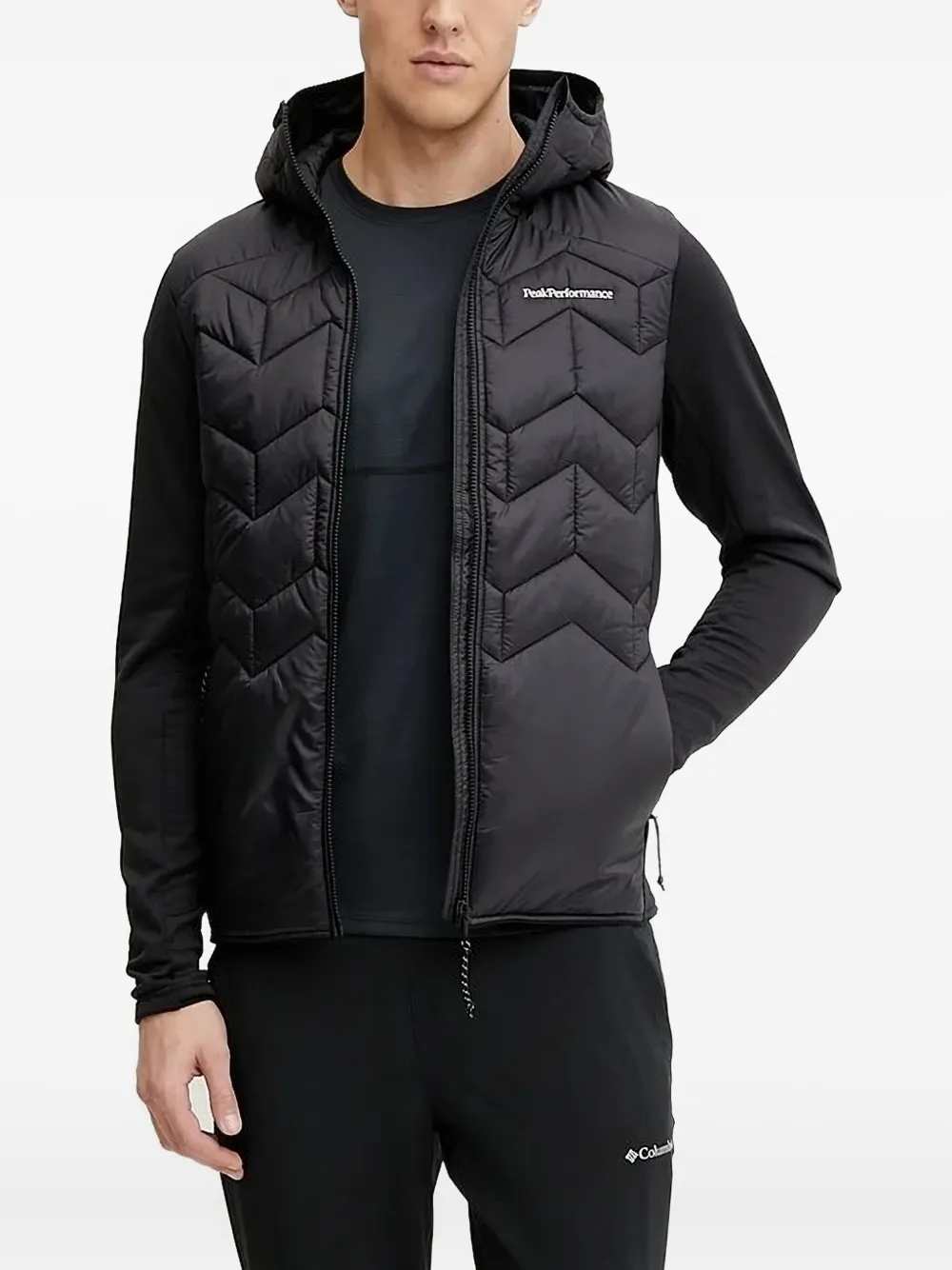 Peak Performance quilted hooded jacket Zwart