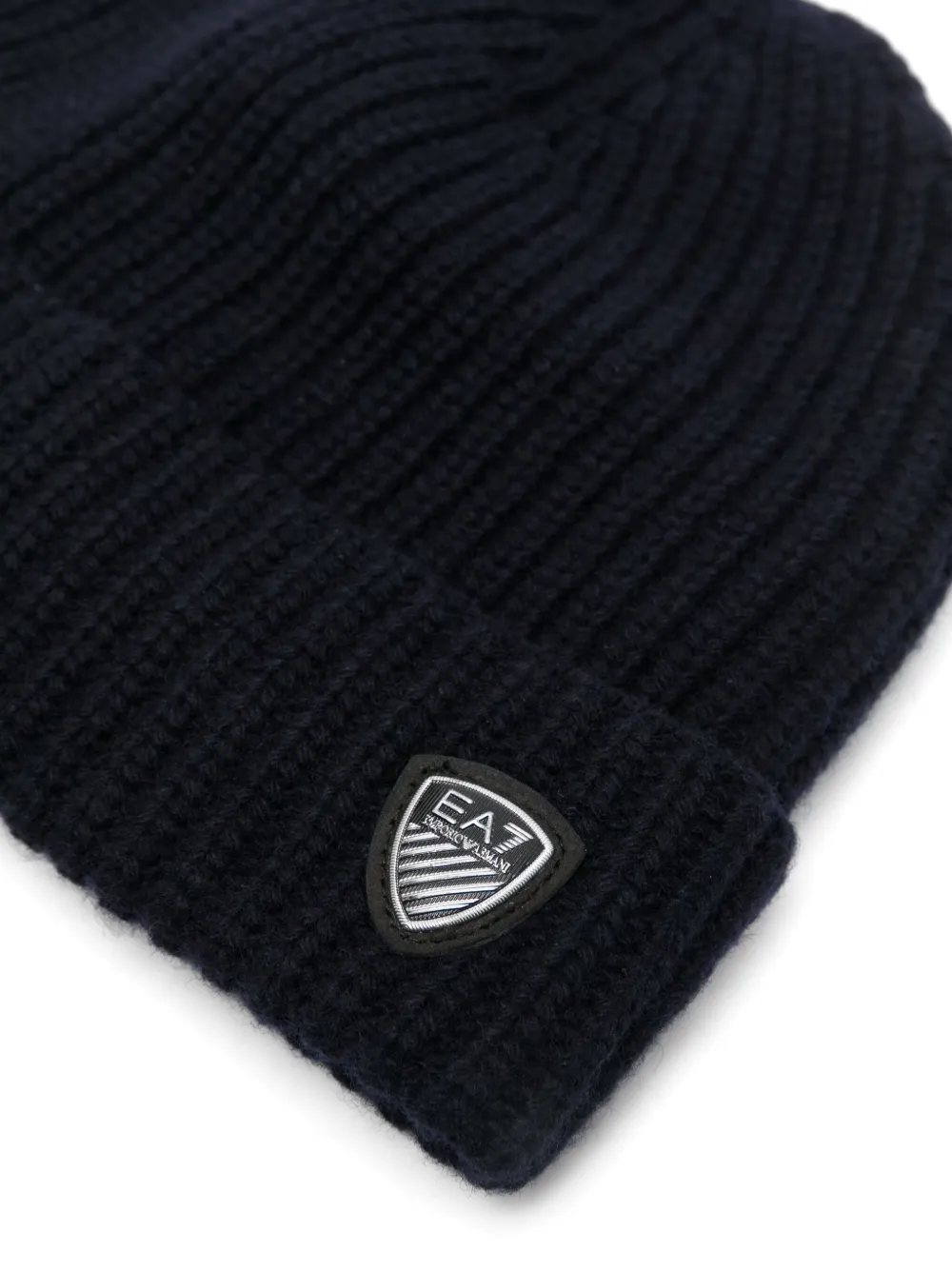 Ea7 Emporio Armani logo-patch beanie hat - Blauw