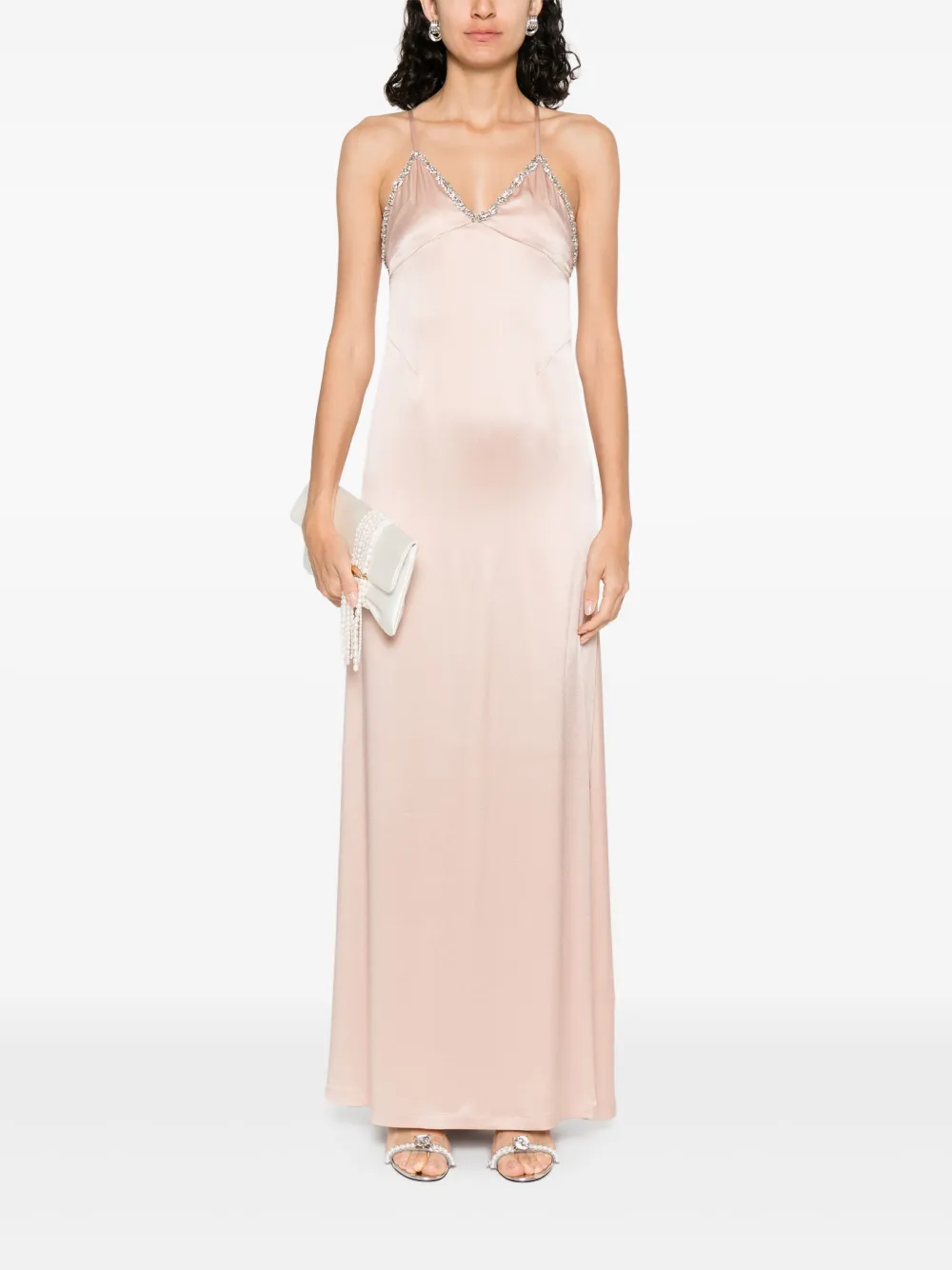 Amen satin-finish dress - Beige