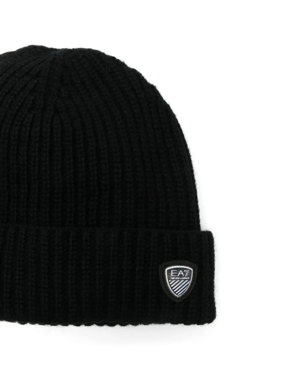 Ea7 Emporio Armani logo-patch beanie hat - Zwart