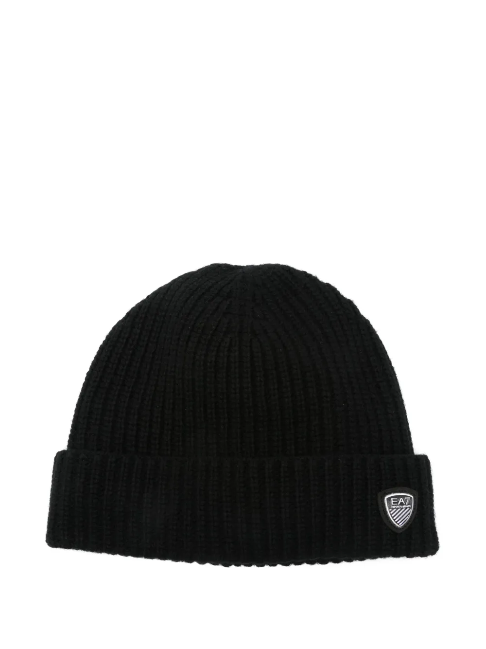 Ea7 Emporio Armani logo-patch beanie hat - ブラック Ea7 Emporio Armani logo-patch beanie hat - ブラック