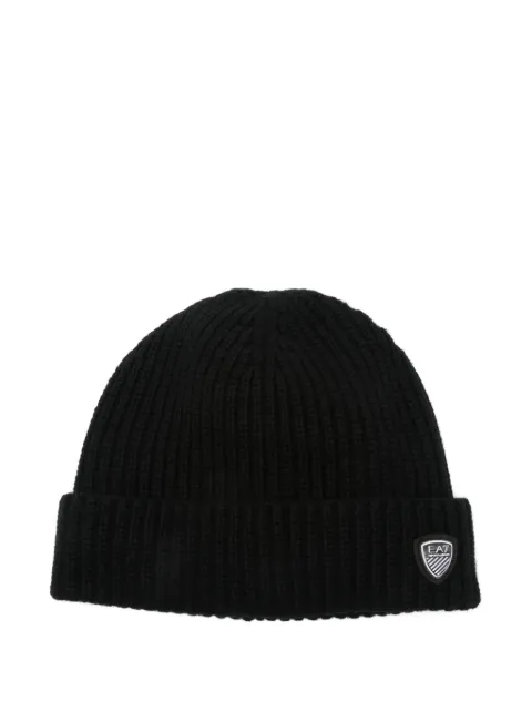 Ea7 Emporio Armani logo-patch beanie hat