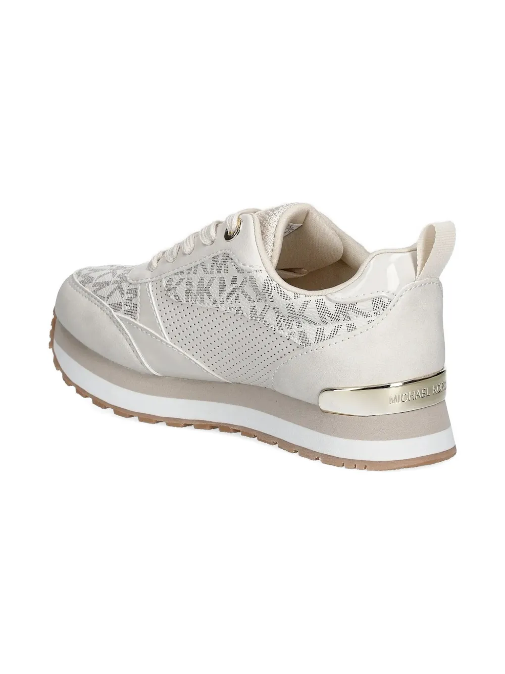 Michael Kors Monogram Perforated Sneakers In Neutral
