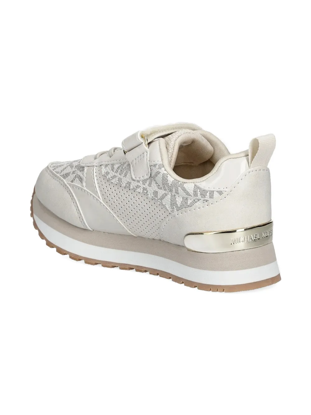 Michael Kors Monogram Perforated Trainers In Neutral