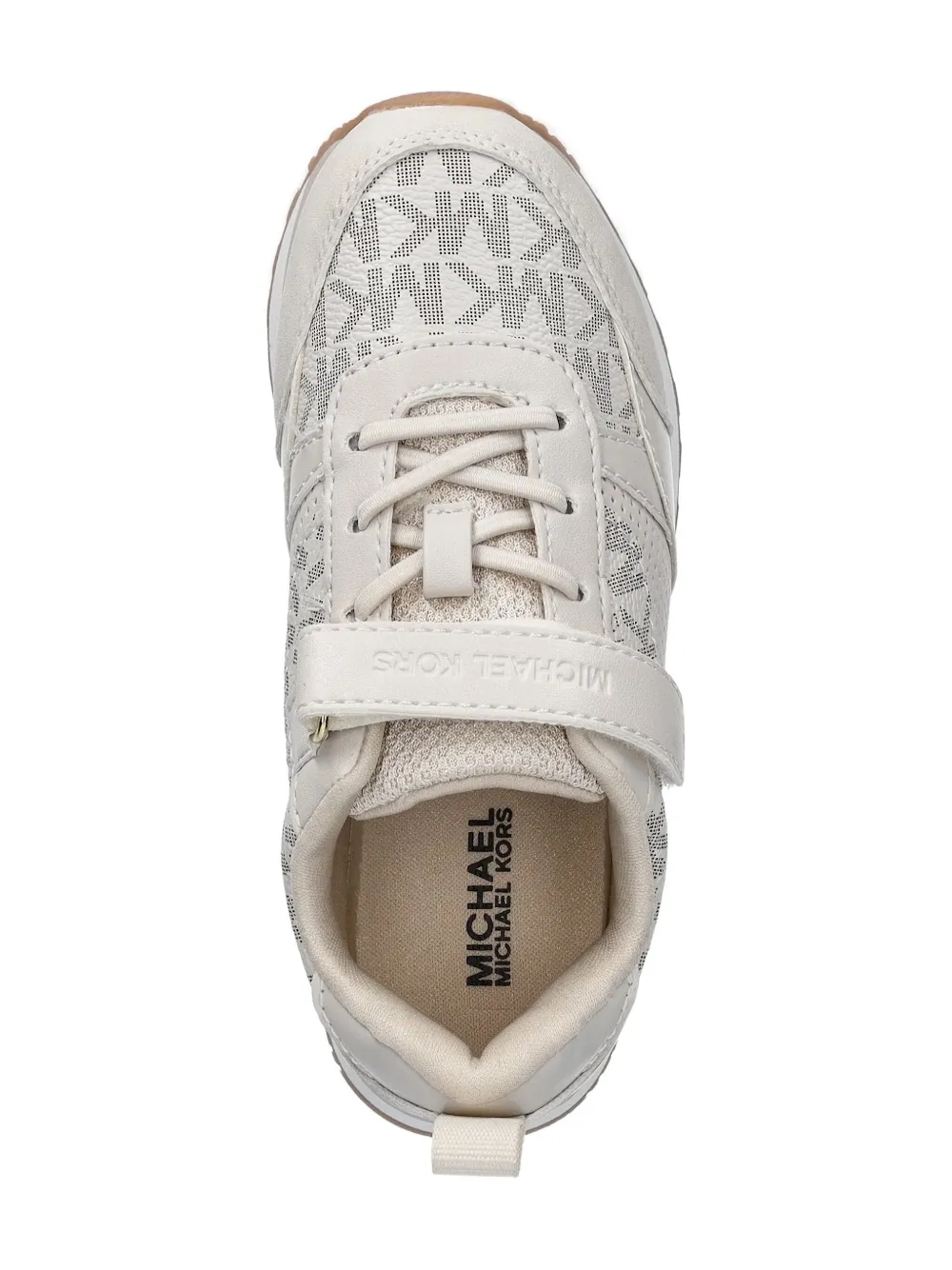 Michael Kors Monogram Perforated Trainers In Neutral