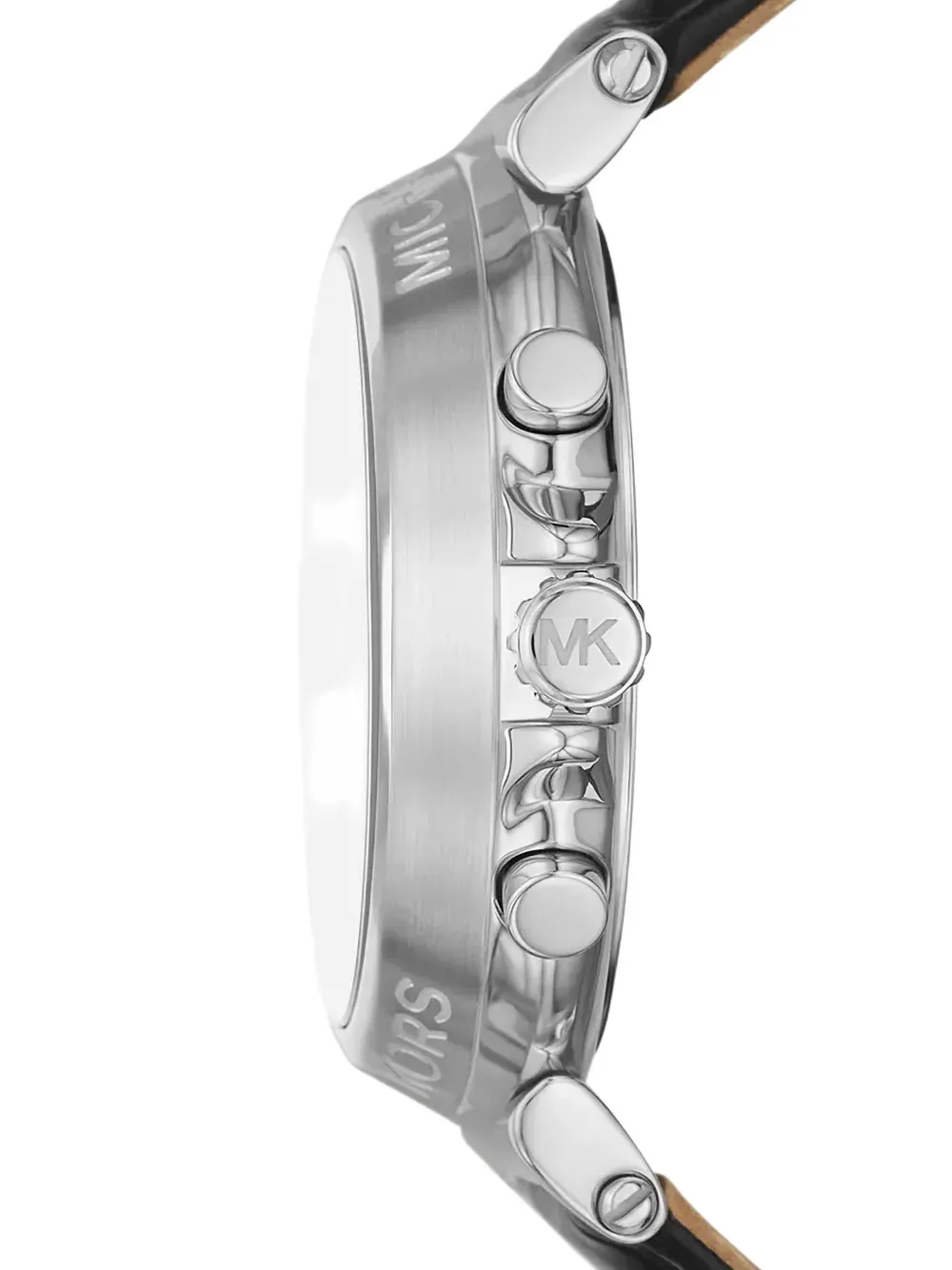 Michael Kors Oversized Maren Silver-tone And Crocodile Embossed Leather Watch In Black