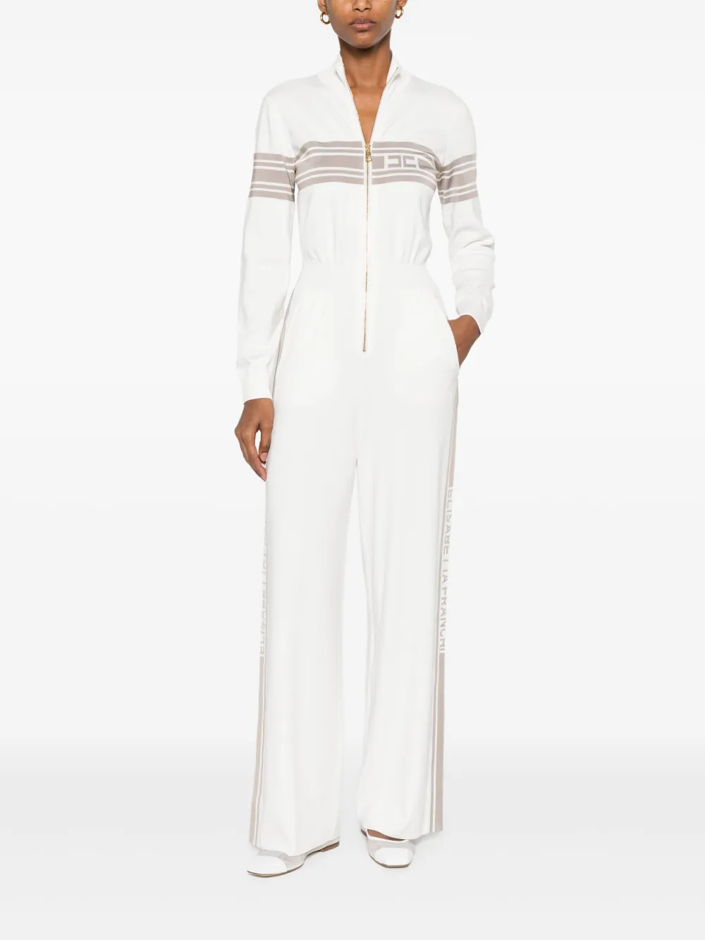Elisabetta Franchi logo jumpsuit - Wit