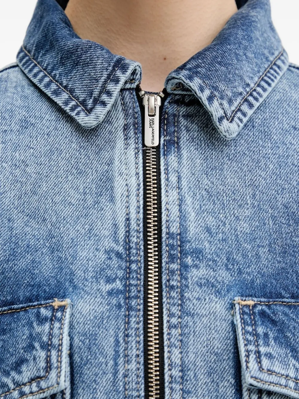 Karl Lagerfeld Jeans zip-front denim jacket Blauw