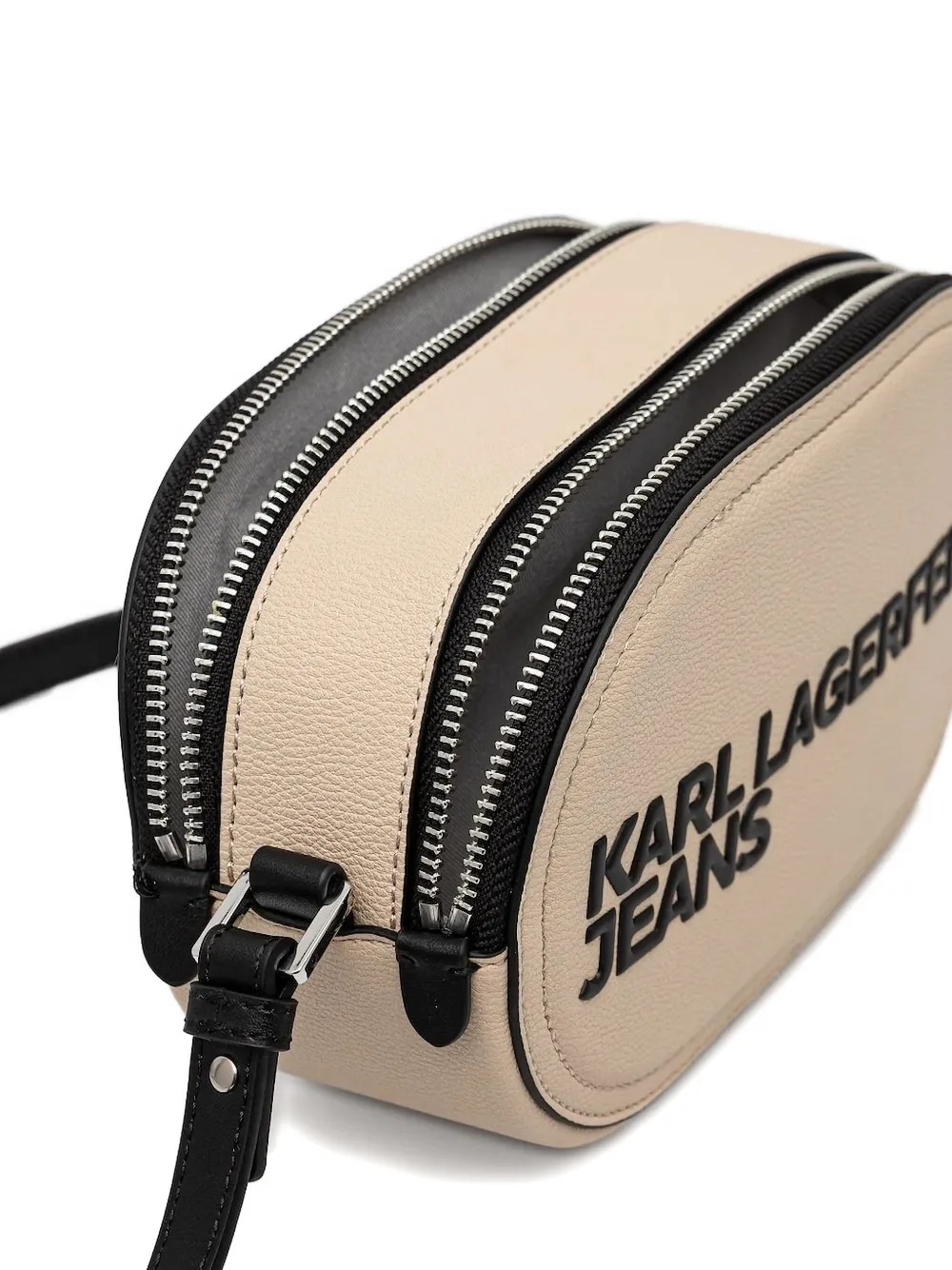Karl Lagerfeld Jeans oval-shaped double-zip crossbody bag Beige