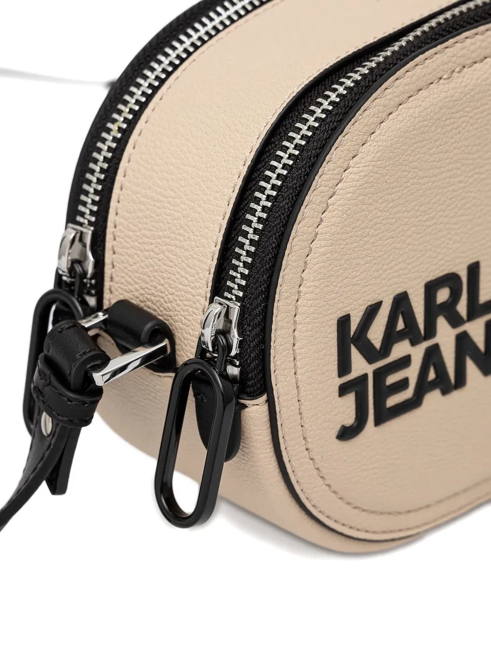 Karl Lagerfeld Jeans oval-shaped double-zip crossbody bag Beige