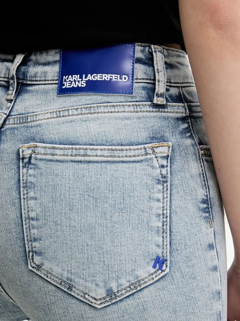 Karl Lagerfeld Jeans met vijf zakken en split Blauw