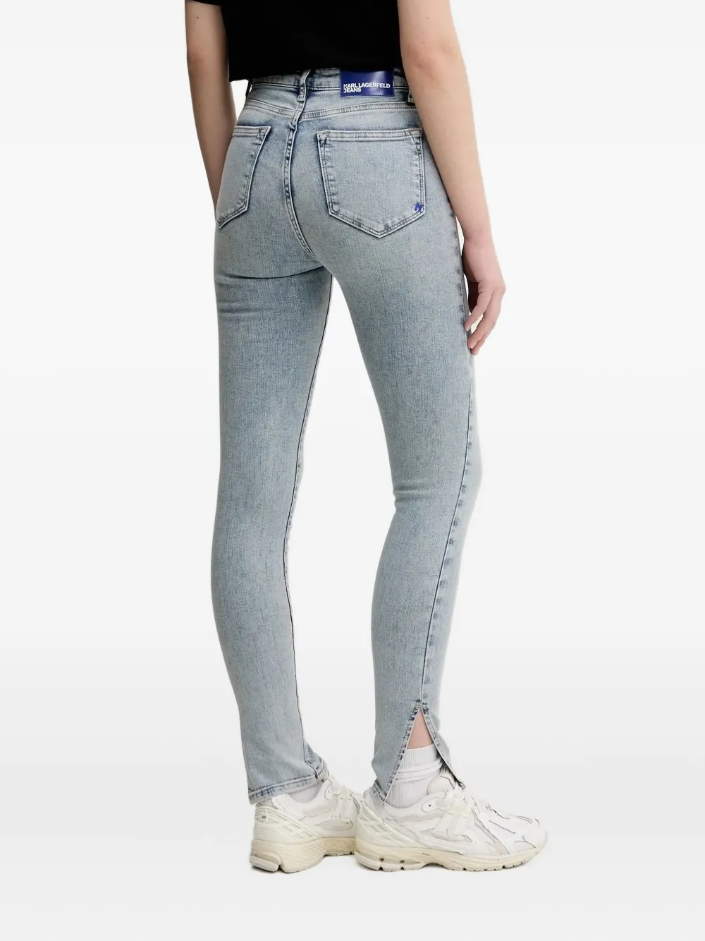 Karl Lagerfeld Jeans Jeans met vijf zakken en split - Blauw