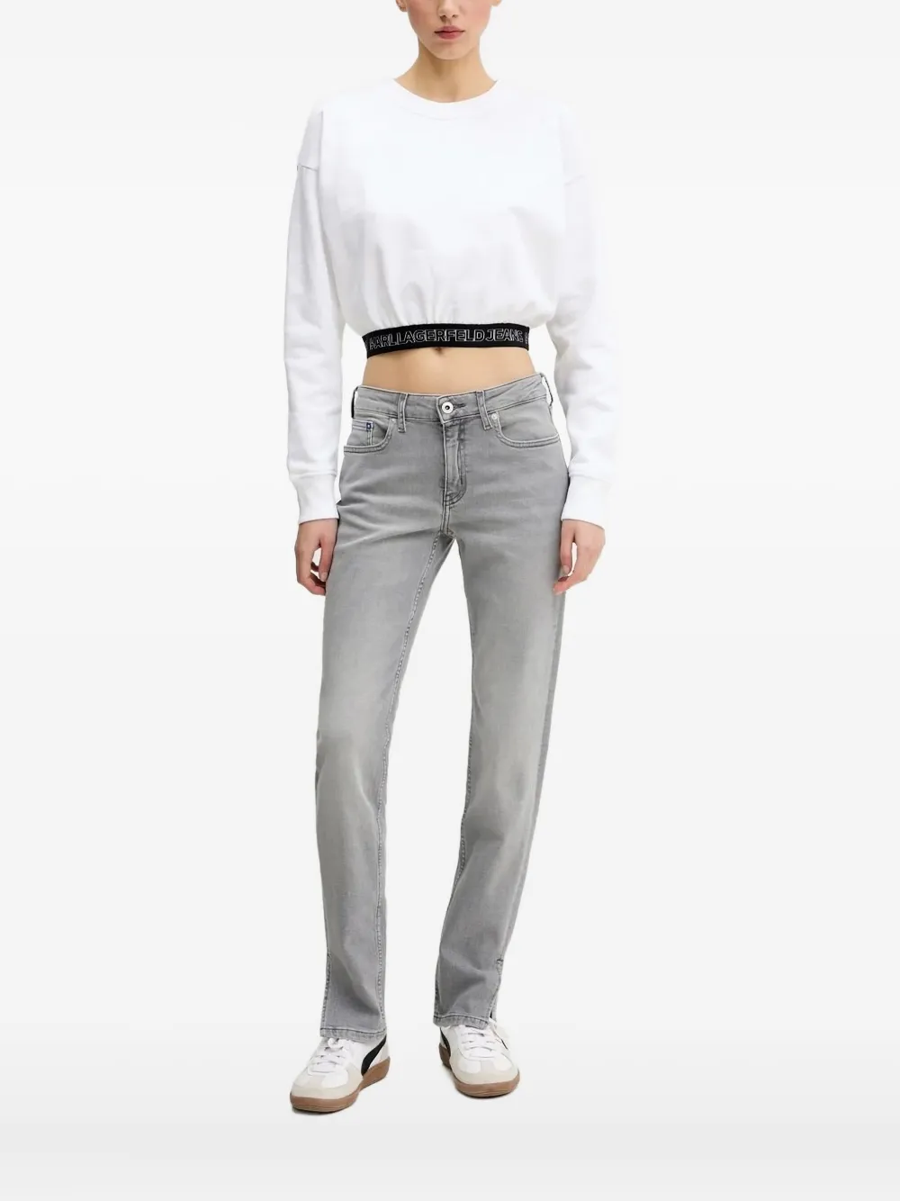 Karl Lagerfeld Jeans waistband sweatshirt Wit