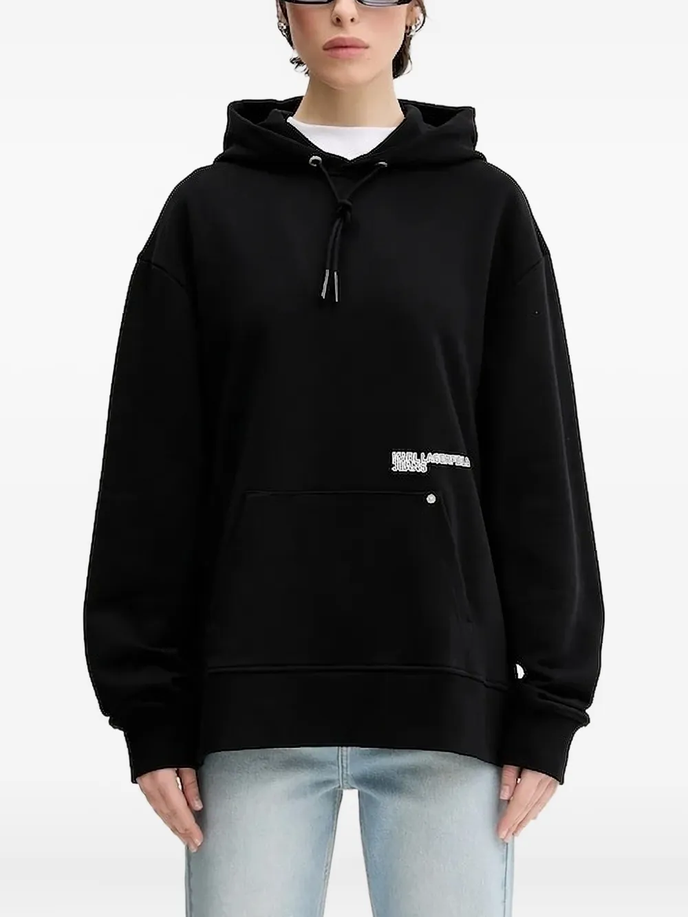 Karl Lagerfeld Jeans Hoodie met trekkoord Zwart
