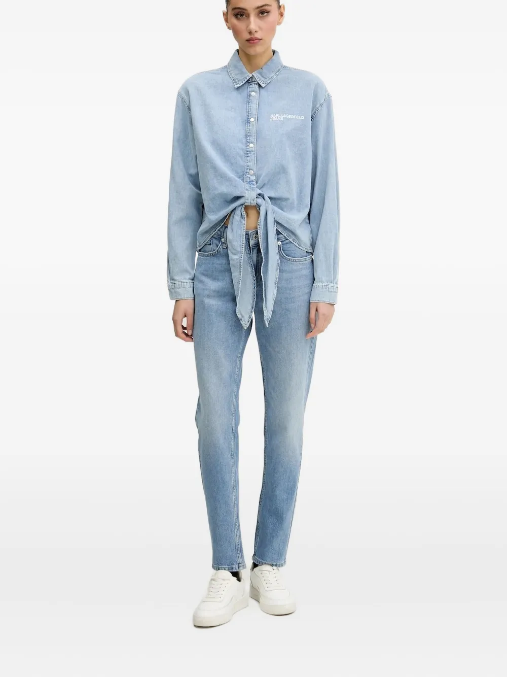 Karl Lagerfeld Jeans five-pocket logo-patch jeans | Blue | Image 1