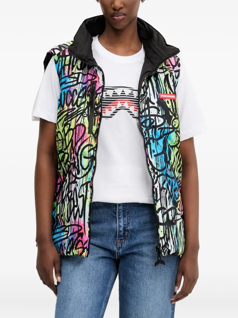 Sprayground Bodywarmer met graffiti-print Zwart