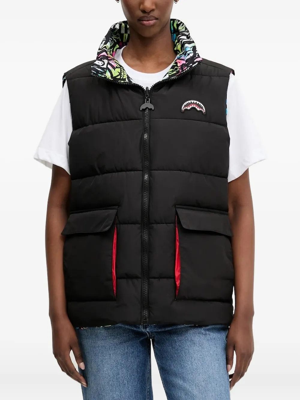 Sprayground Bodywarmer met graffiti-print Zwart